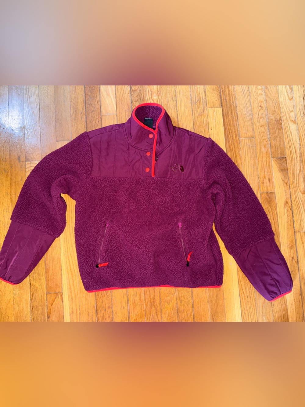 The North Face Plum Fleece with Bright Red Trim